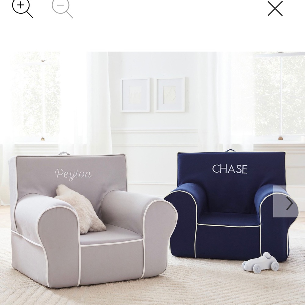 Anywhere chair cover- navy with white piping